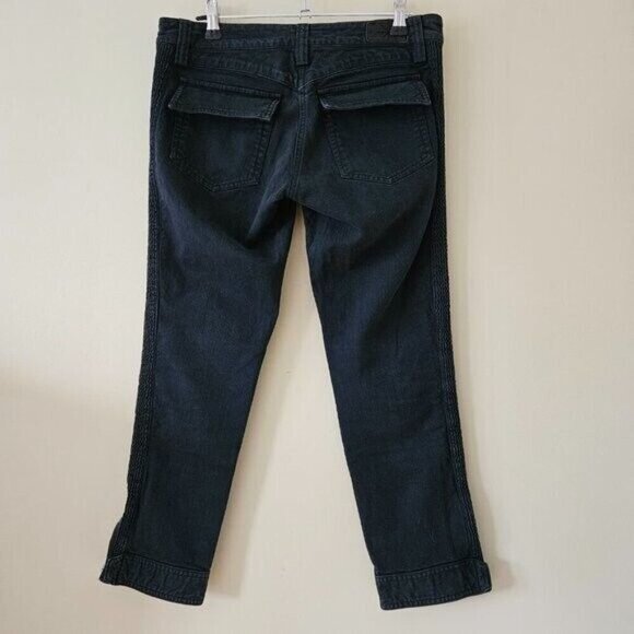 Isabel Marant Etoile Jeans Women 4 Black 1501 Straight Cropped Goth FLAW No Lace - Picture 2 of 16